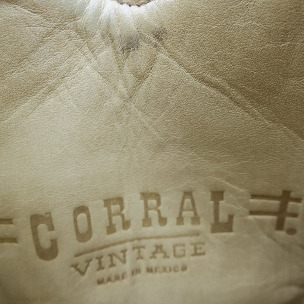 Corral A2665 Cognac Leather Lace Look Overlay Cowgirl Western Boots Snip Toe 7M - Picture 10 of 10